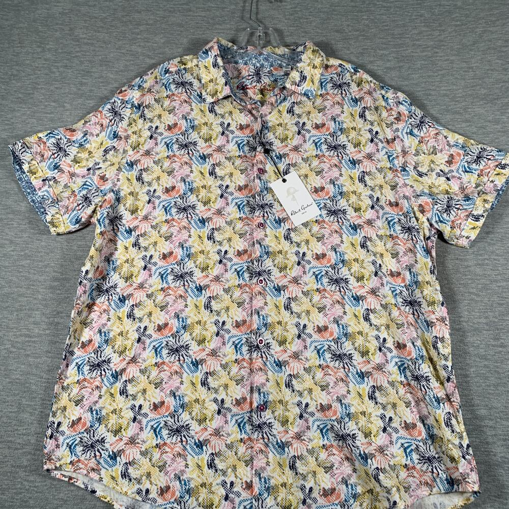 Robert Graham Shirt Mens 2XL Multicolor Tropical Floral Gunning Button Up
